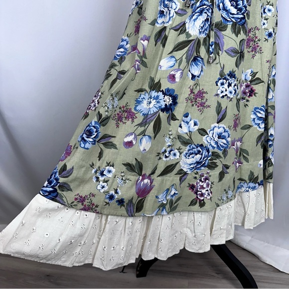 VTG 90s White Stag Floral Linen Blend Skirt Sz M (8/10) Cottagecore Coquette - Picture 6 of 10